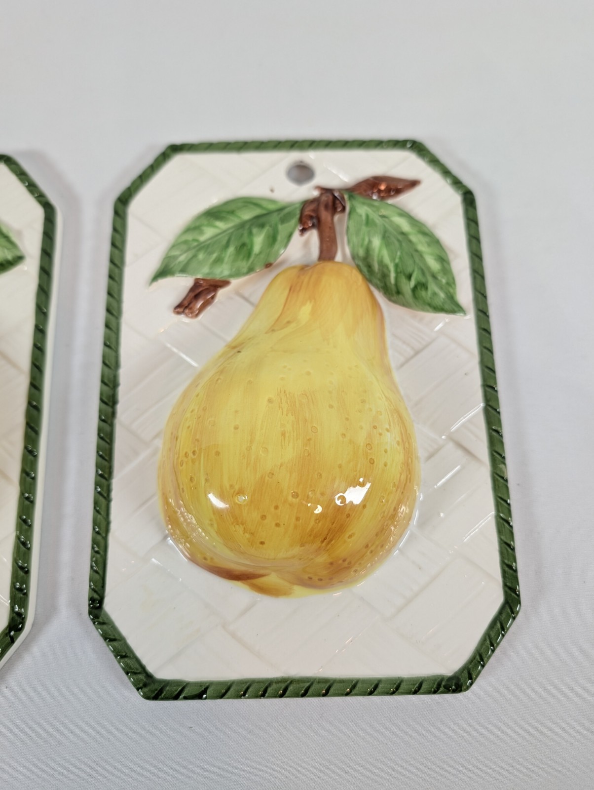 Raised Tile 6×8 Fruit Lemon & Pear Country Ceramic Kitchen – Shafford – Japan