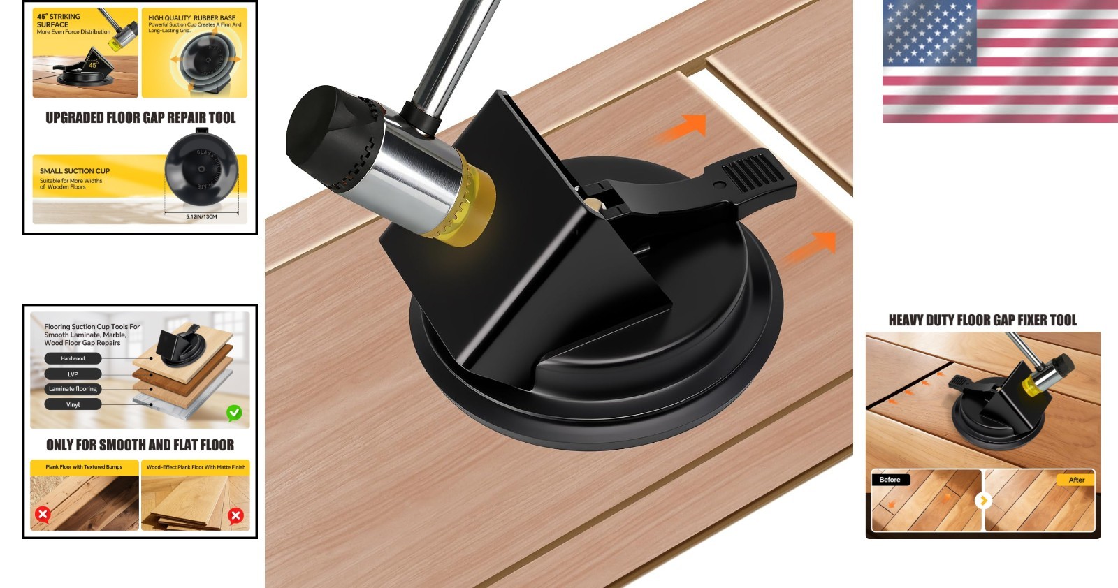 Heavy-Duty Floor Gap Fixer Tool with 130 lbs Suction Cup for Smooth Flooring