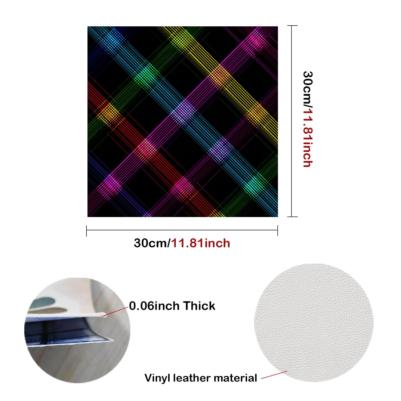 Peel and Stick Vinyl Floor Tiles – 12×12 Inch Colorful Crisscross Pattern, 10…