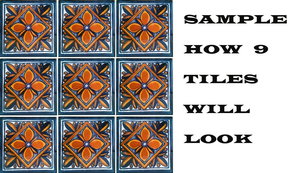 #C001) Mexican Tile sample Ceramic Handmade 4×4 inch, GET MANY AS YOU NEED !!