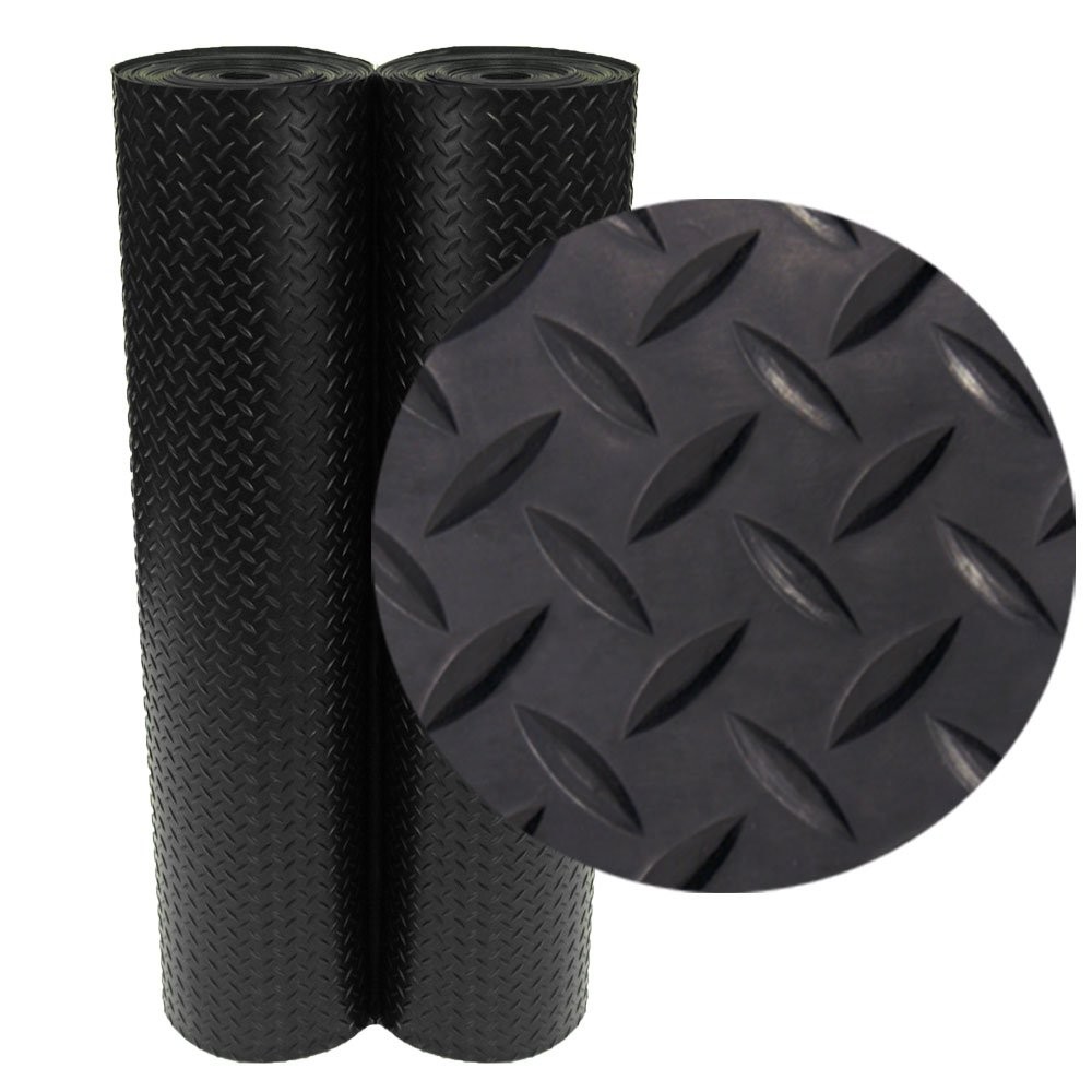 DiamondPlate Rubber Flooring Roll 3 mm x 4 ft x 2 ft Roll Black