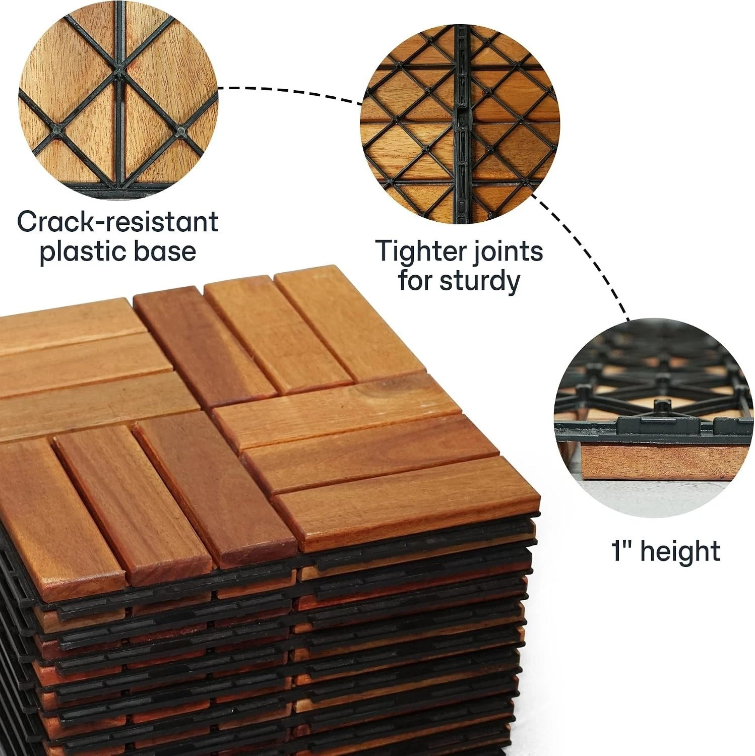 Wood Deck Interlocking Tiles 12″X12″ Indoor Outdoor Flooring for Balco