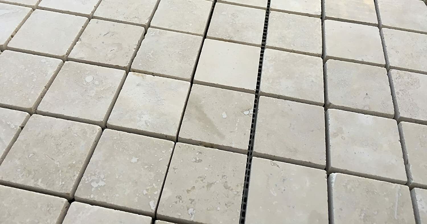 2×2 Light Premium Honed Filled Travertine Mosaic Tile Backsplash Floor Wall