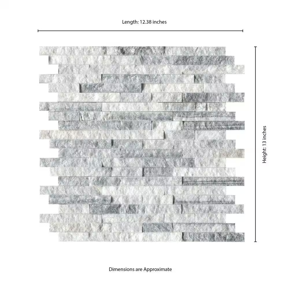 Alaska Gray Split Face 12 In. X 12 In. Splitface Marble Wall Tile (1 Sq. Ft. / E