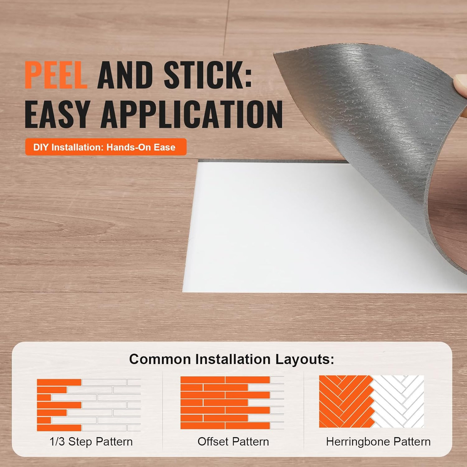 Self Adhesive Vinyl Floor Tiles 36 x 6 Inch 2.5mm Thick Peel and Stick Home