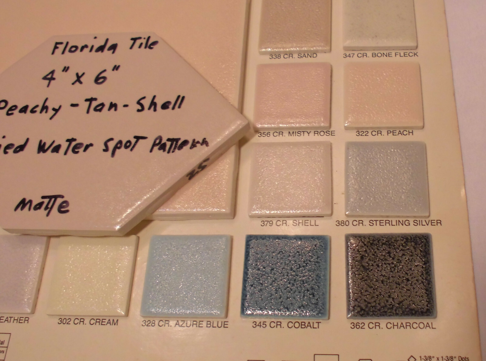 1 pc. Hexagon 4″ X 6″ Peach-Tan-Shell Ceramic Tile; Crystal Glazed; Florida Co.