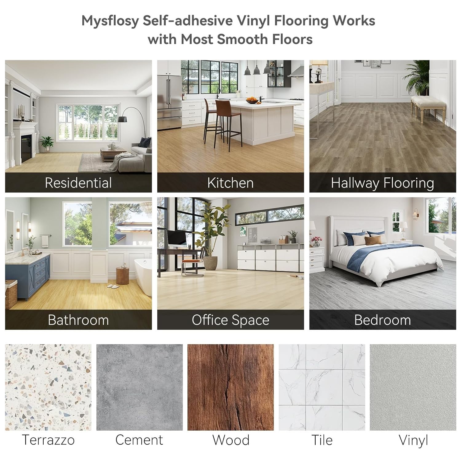 Modern Vinyl Floor Planks Self Adhesive Residential Waterproof Wood Pack 6x