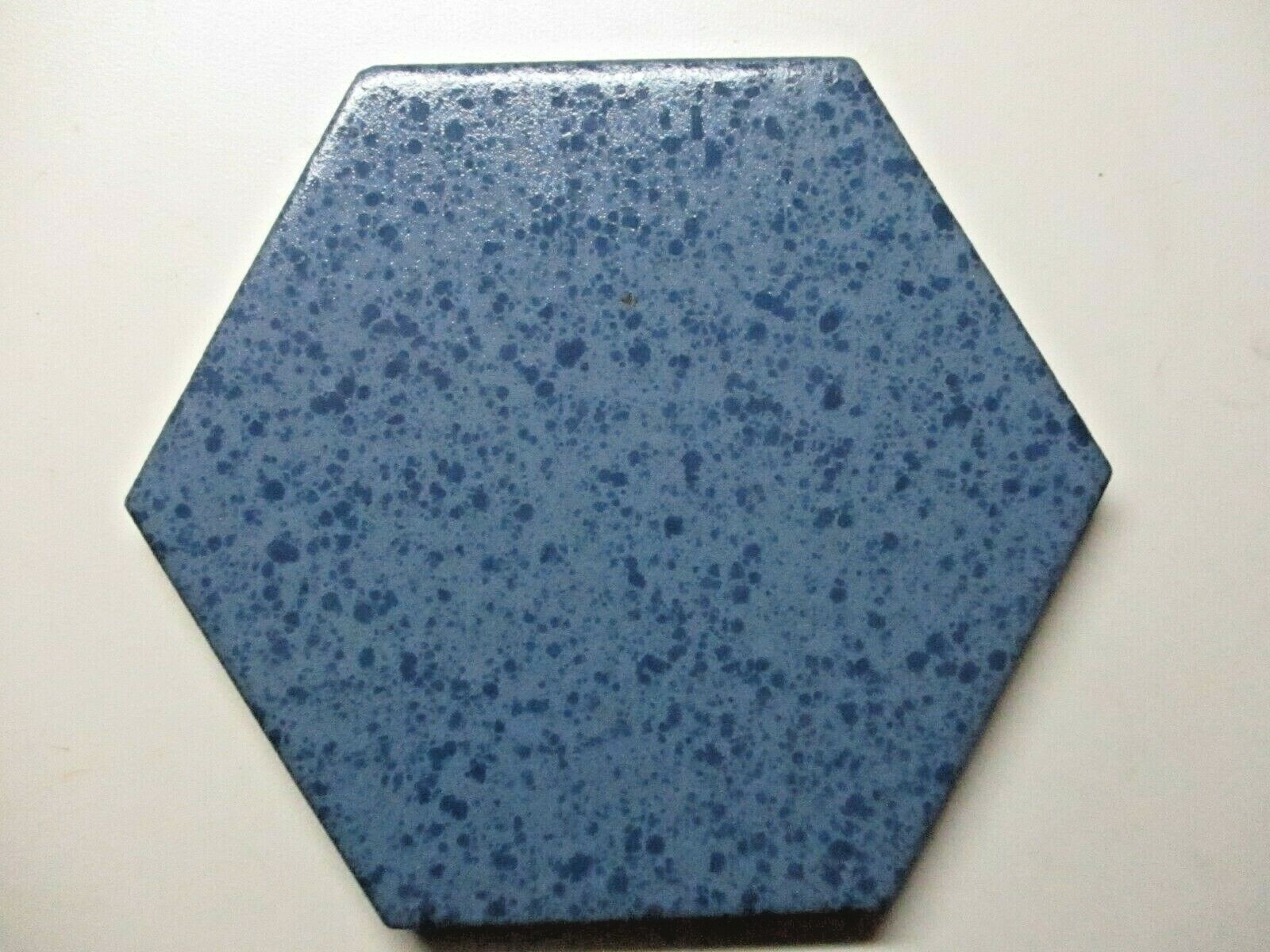 1 Tile Mannington USA Hexagon 4-3/8″ Crystalline 328 Marine Blue Ceramic Vtg MCM