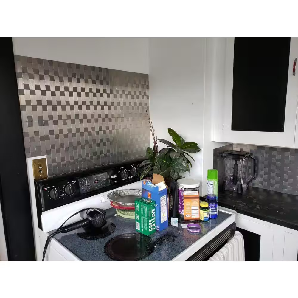 Art3d Peel Stick Metal Backsplash Tile 11.8×11.8 in Aluminum Silver 9.6 sq ft