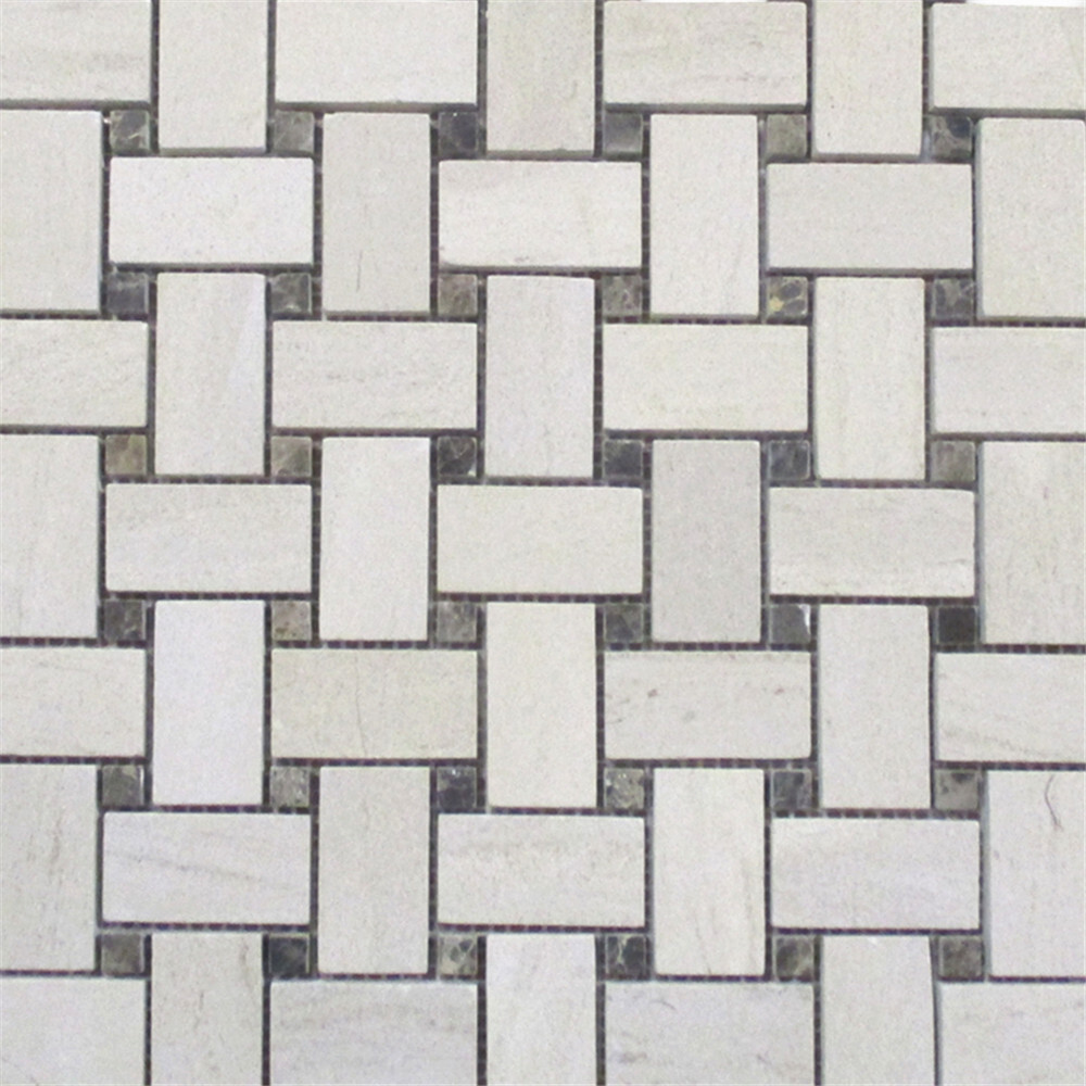 H654XH Golden Beach Moleanos Beige Limestone Basketweave Mosaic Tile Honed