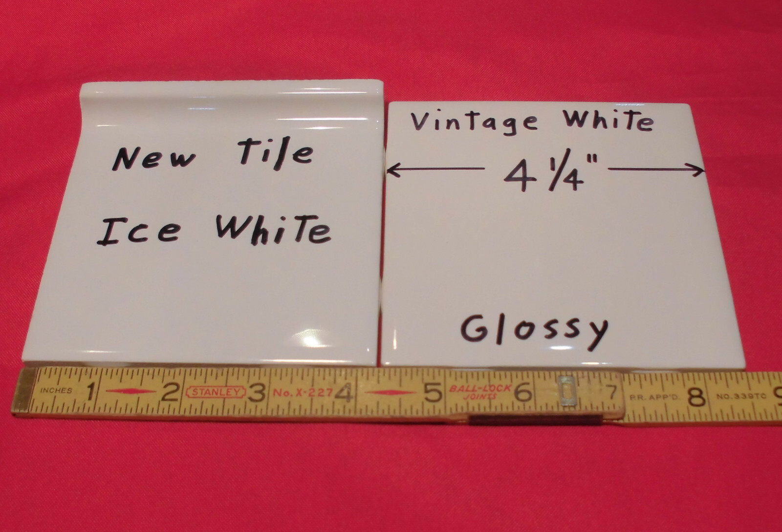 1 pc. Vintage White: 4-1/4″ Glossy Ceramic Tile from the 1990’s New Stock, USA