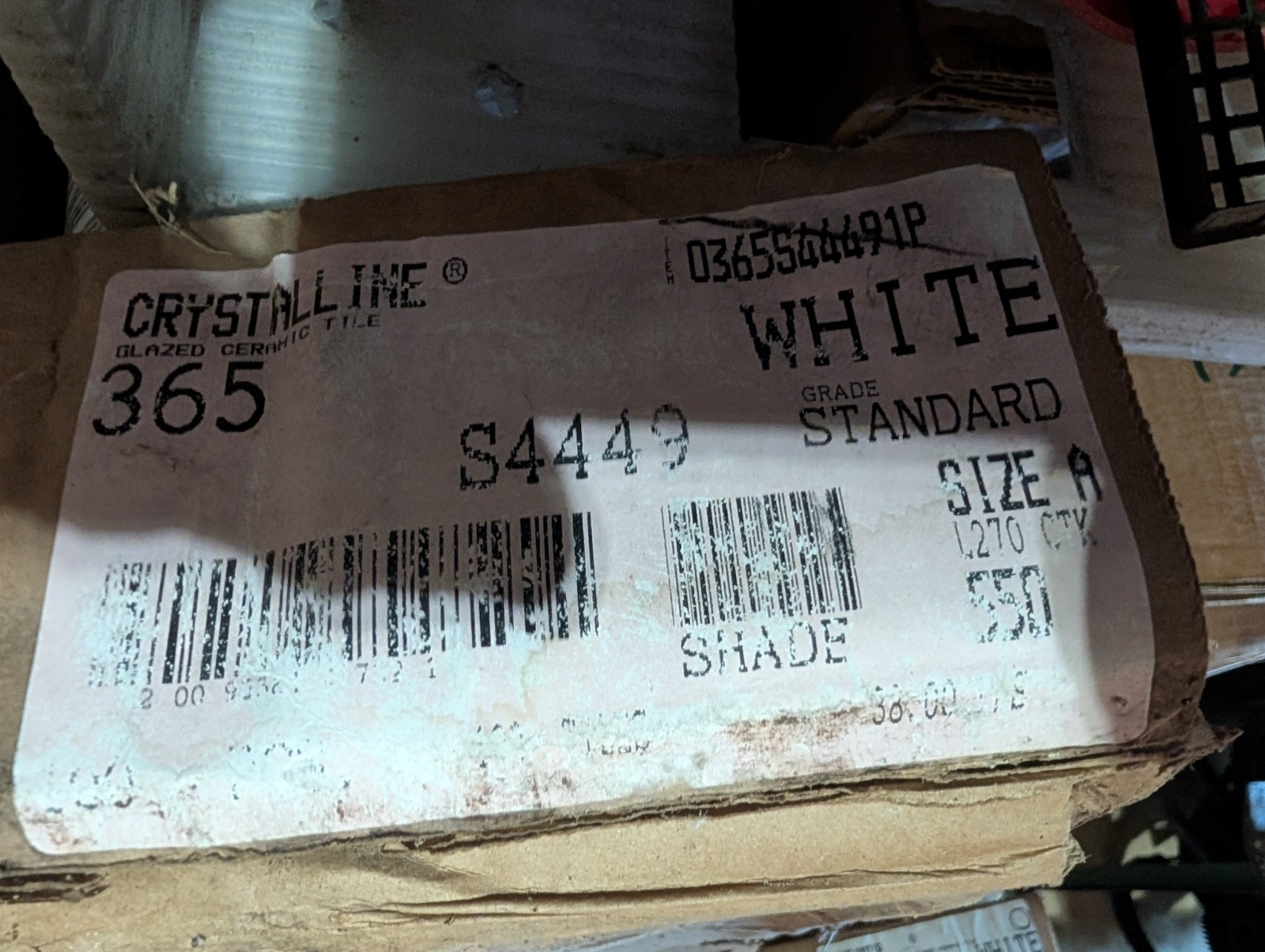 2 pc American Olean Crystalline White ceramic tile 4-1/4″ #365 Bullnose 60s 70s