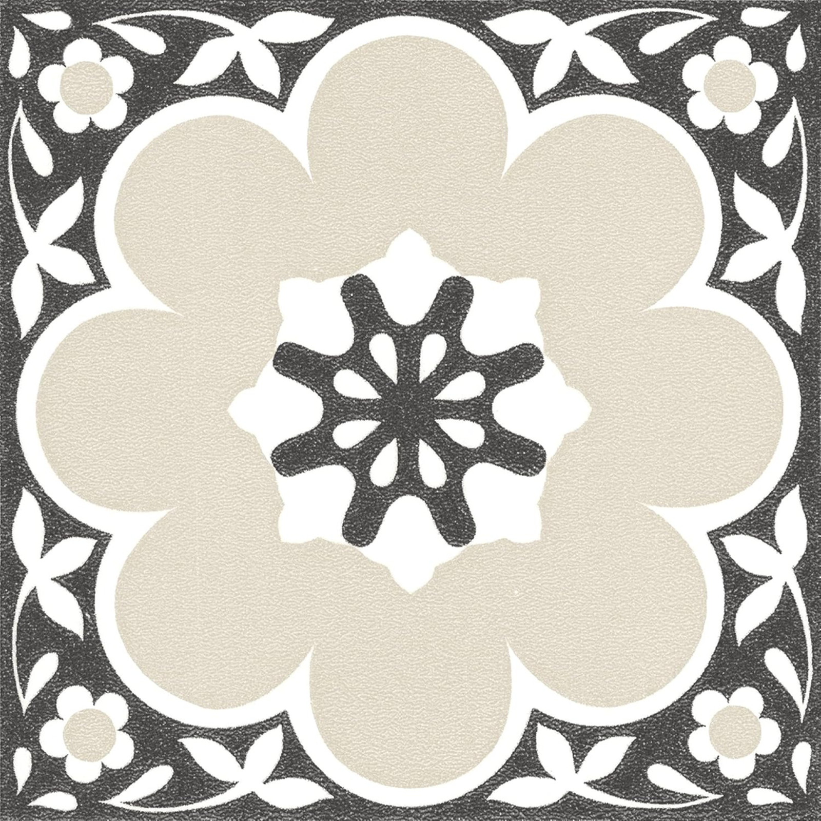 Vinyl Floor Tiles Black Floral Pattern 12×12 Inches Pack of 10 Easy Peel Stick