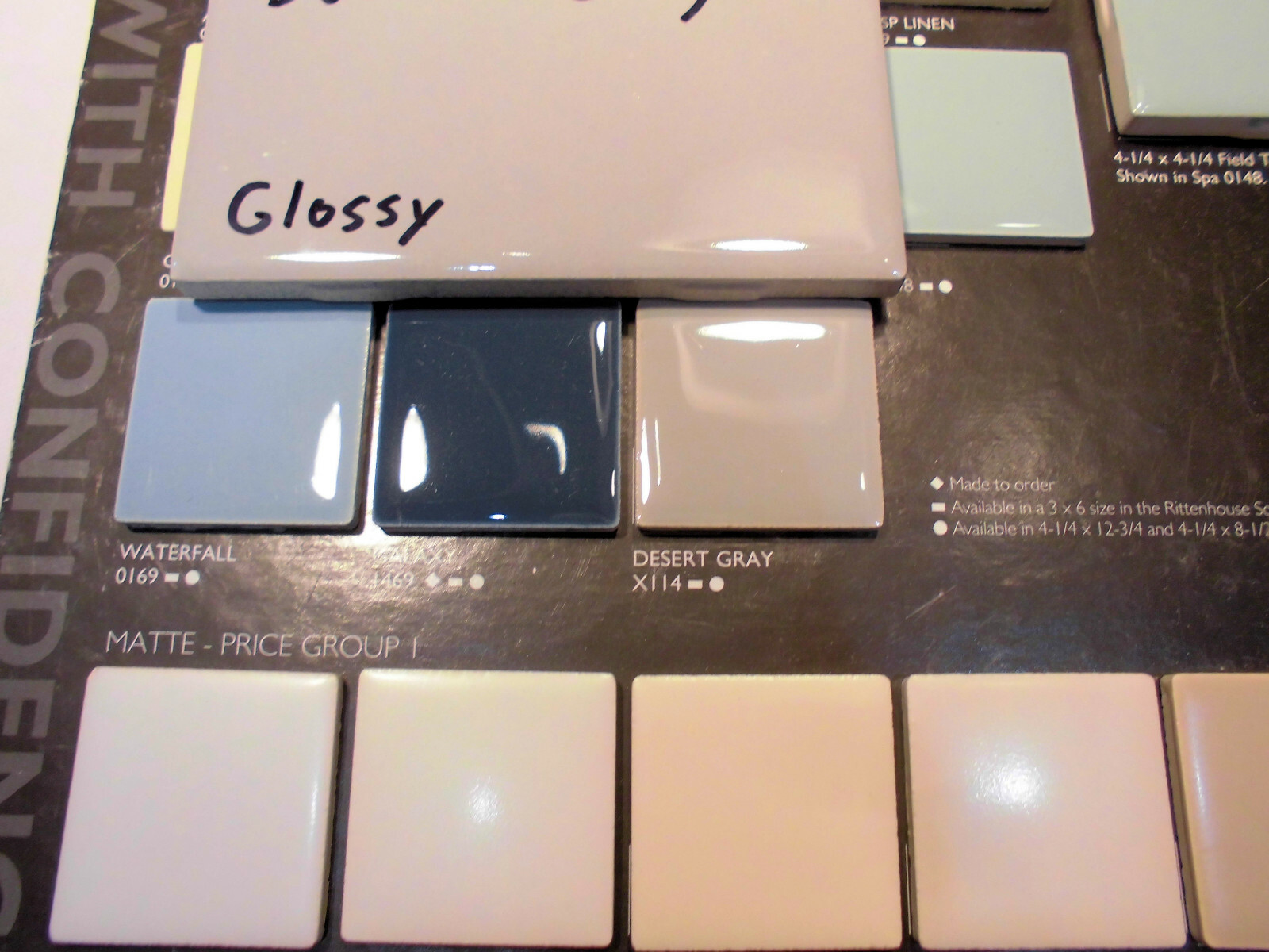 1 pc. Glossy *Desert Gray* Ceramic Tile by Daltile…4-1/4″ NEW STOCK