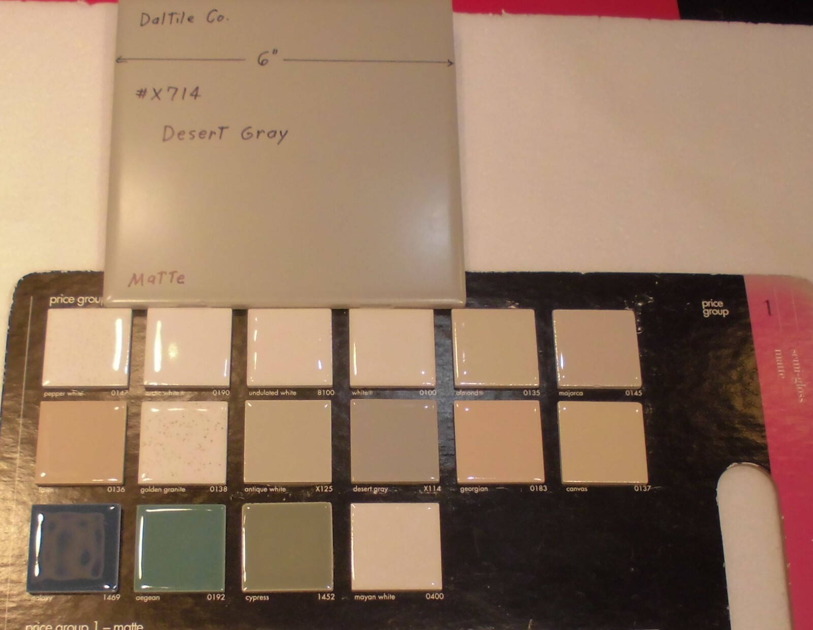 1 pc. Desert Gray: 6″ X 6″ Matte Ceramic Tile by Daltile Co. New Stock #X714