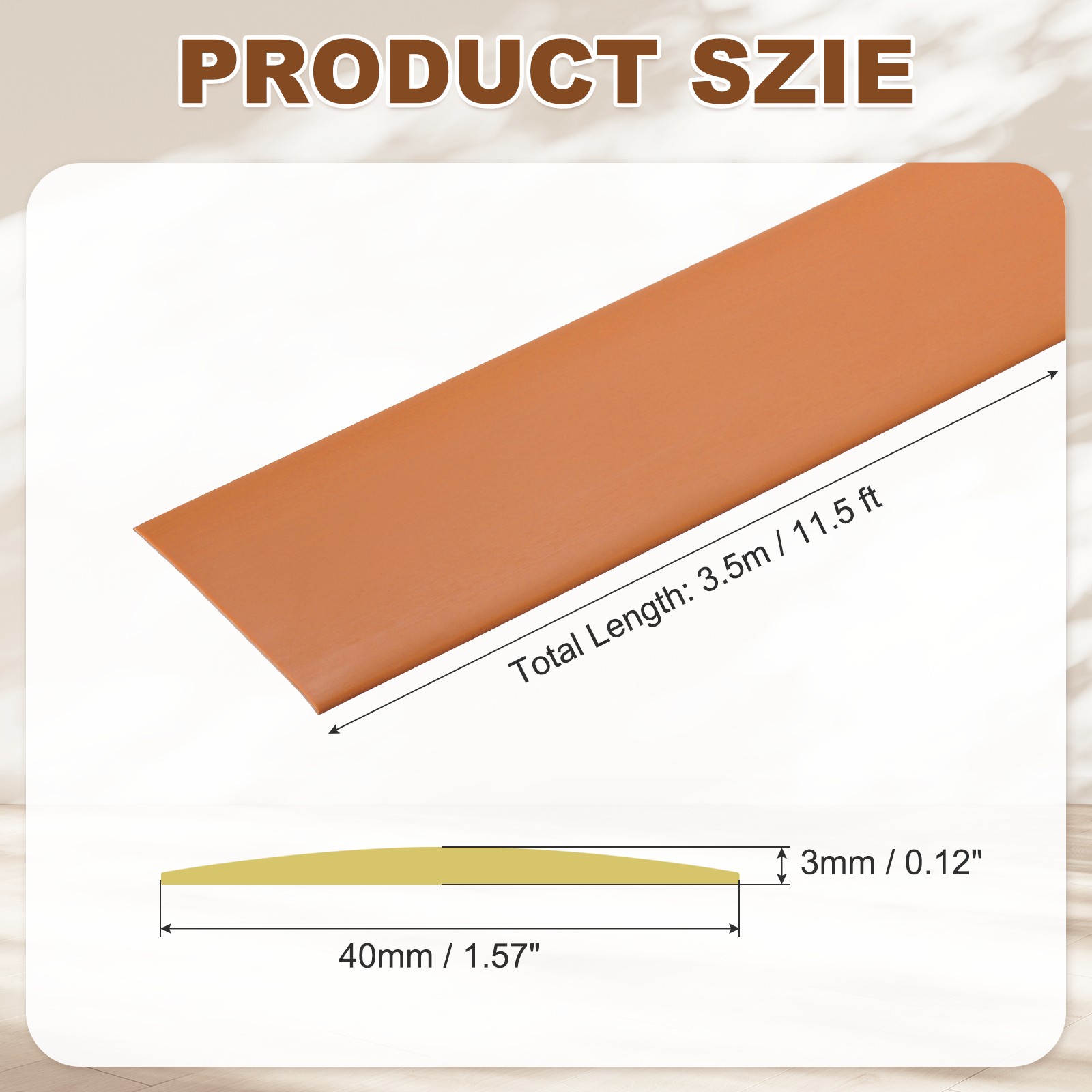 Floor Transition Strip (1.57″/ x 11.5ft) PVC Floor Strips Brown