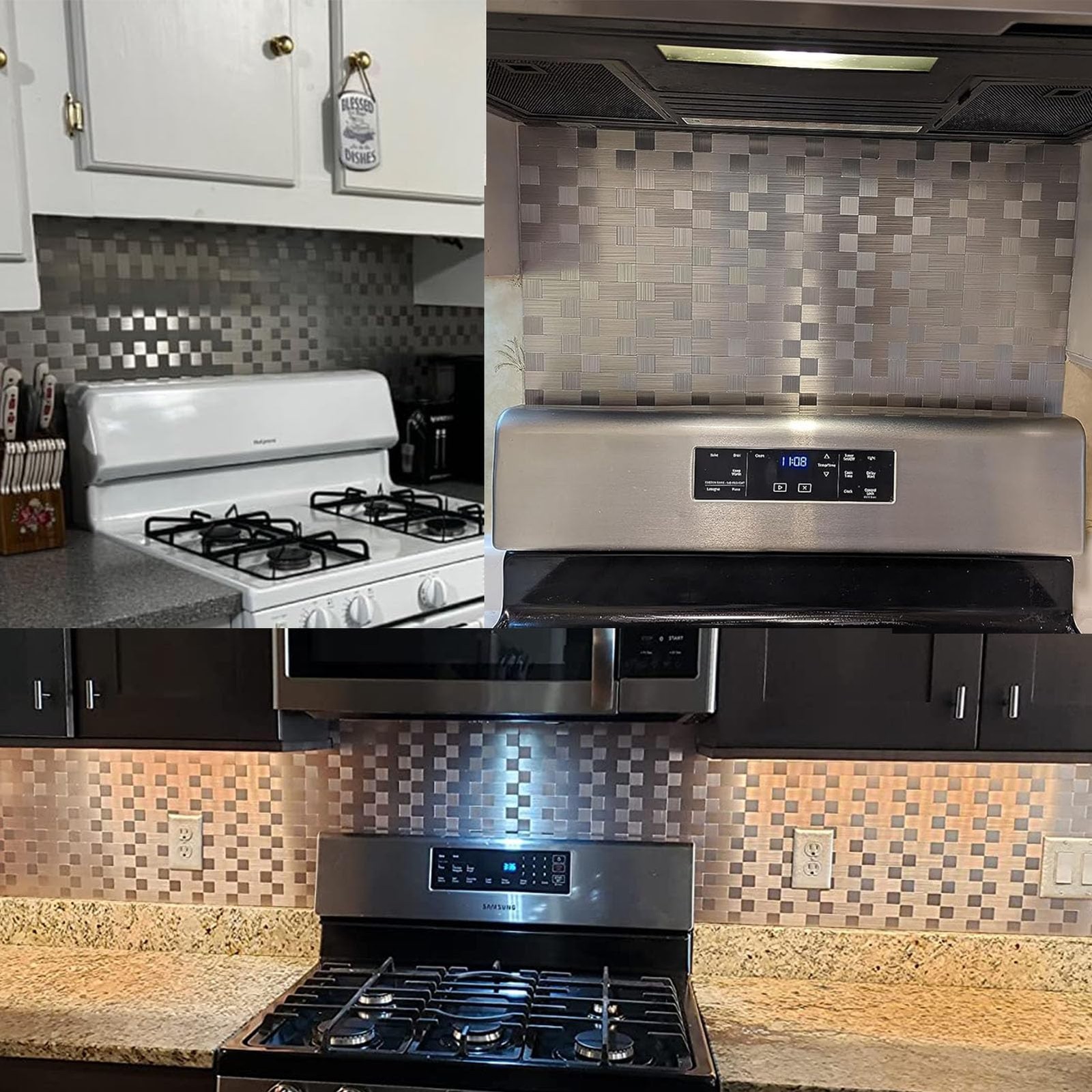 20-Sheets Stainless Steel Peel and Stick Backsplash for Kitchen, 12”x12” St…
