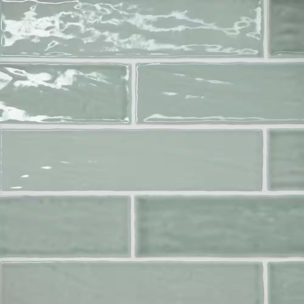 Marin Glossy Aloe Green (Light Green) 2.5 In. X 10 In. Ceramic Subway Wall Tile