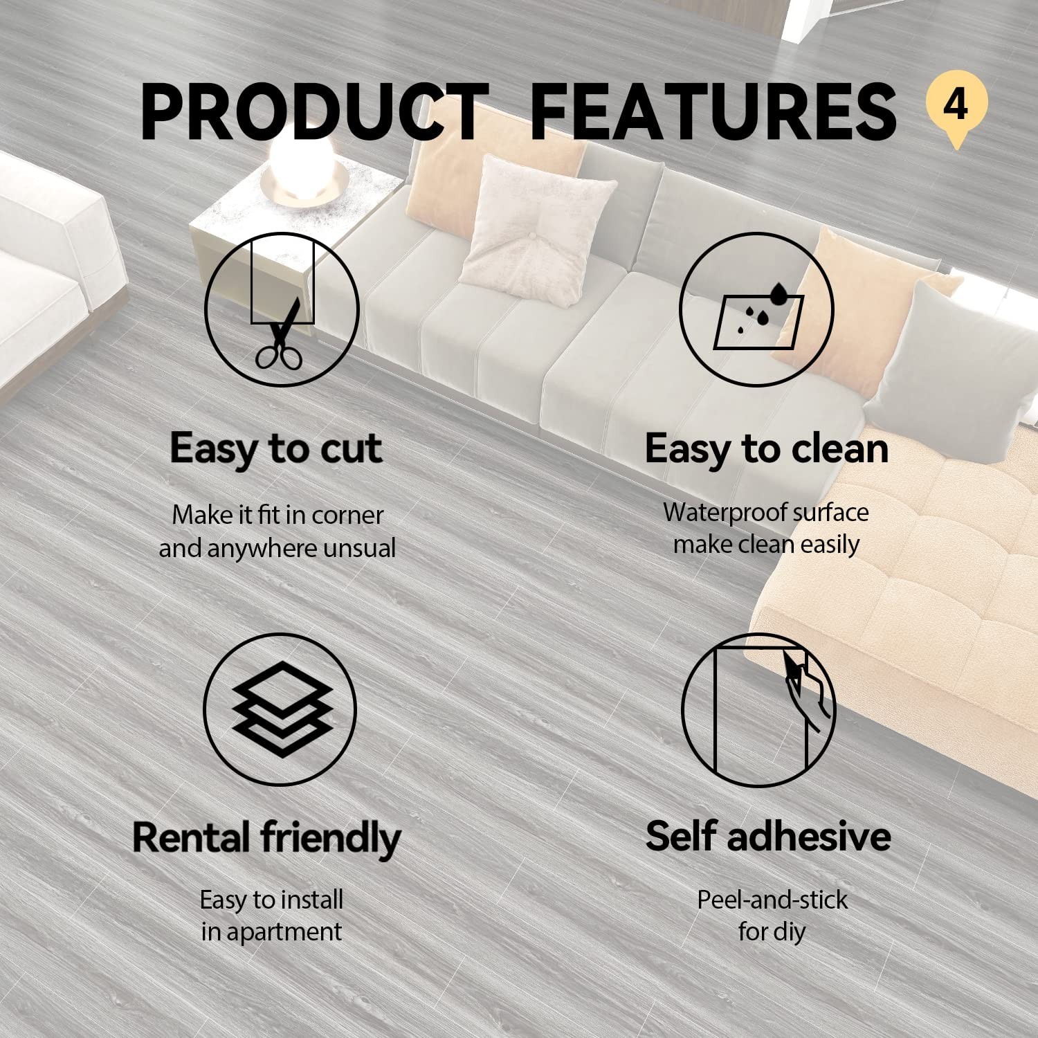 11.8″ Wood Grain Peel & Stick Vinyl Floor Tiles Roll – Waterproof, Non-Slip, …
