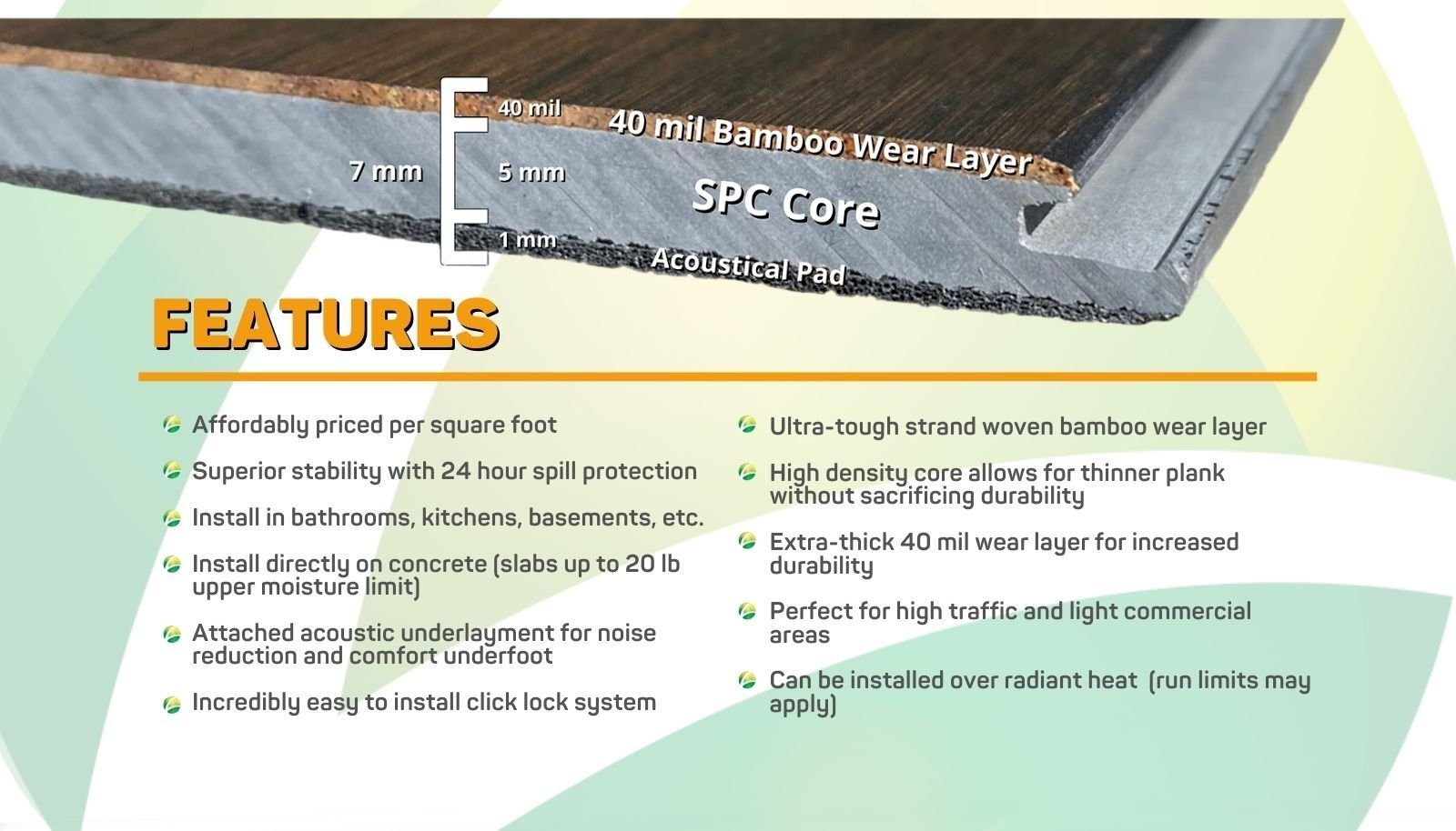 8″ Sample Piece – Ambient® Oyster Shell Rigid Core Bamboo Flooring