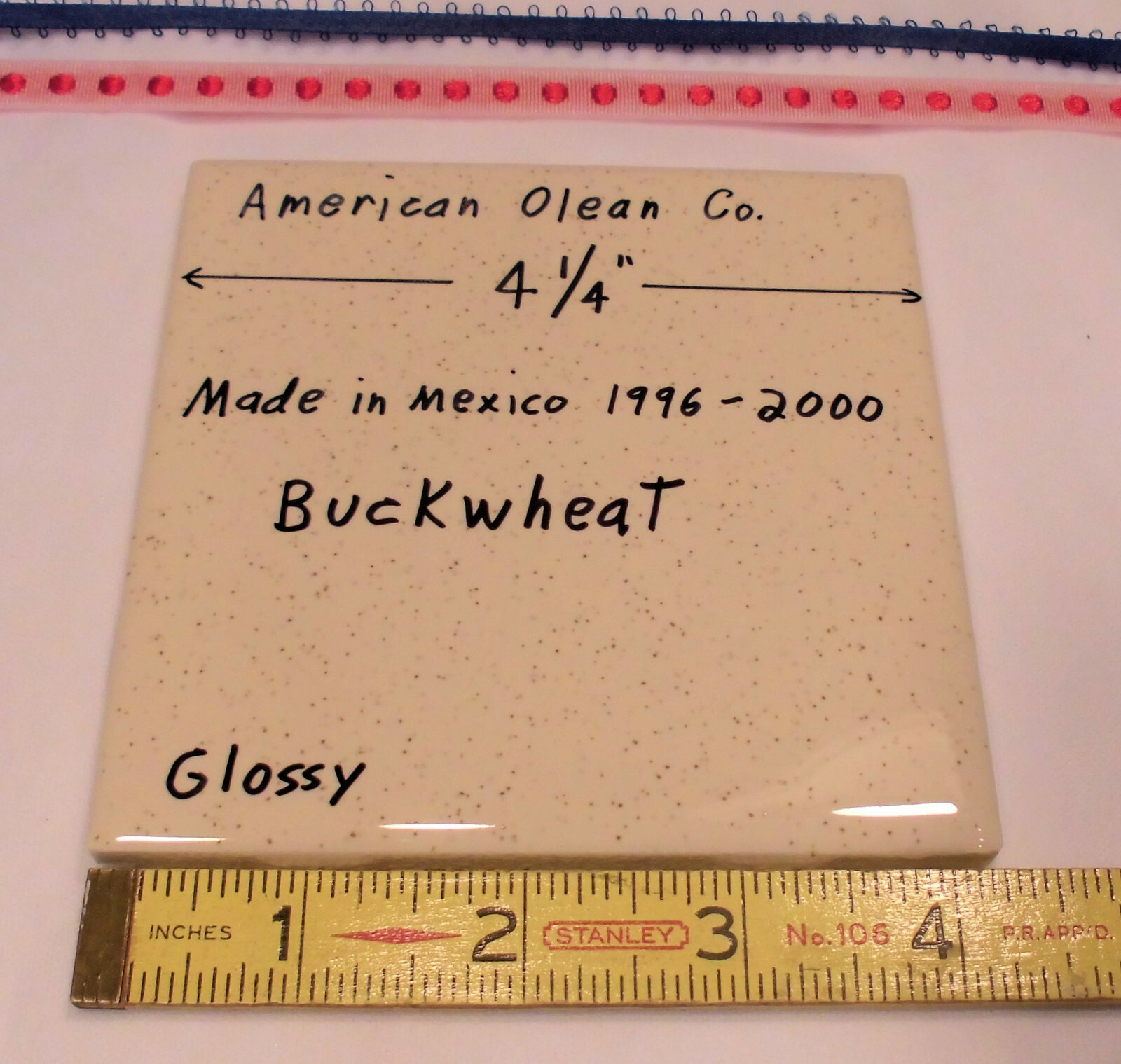 1 pc. Buckwheat Glossy Ceramic Tile #46 by American Olean 4-1/4″ New Version