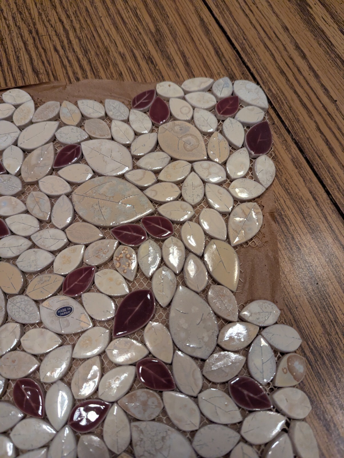 Vintage Made In Japan Multi-Color Porcelain Leaves Wall Tile Floor Pool Tile