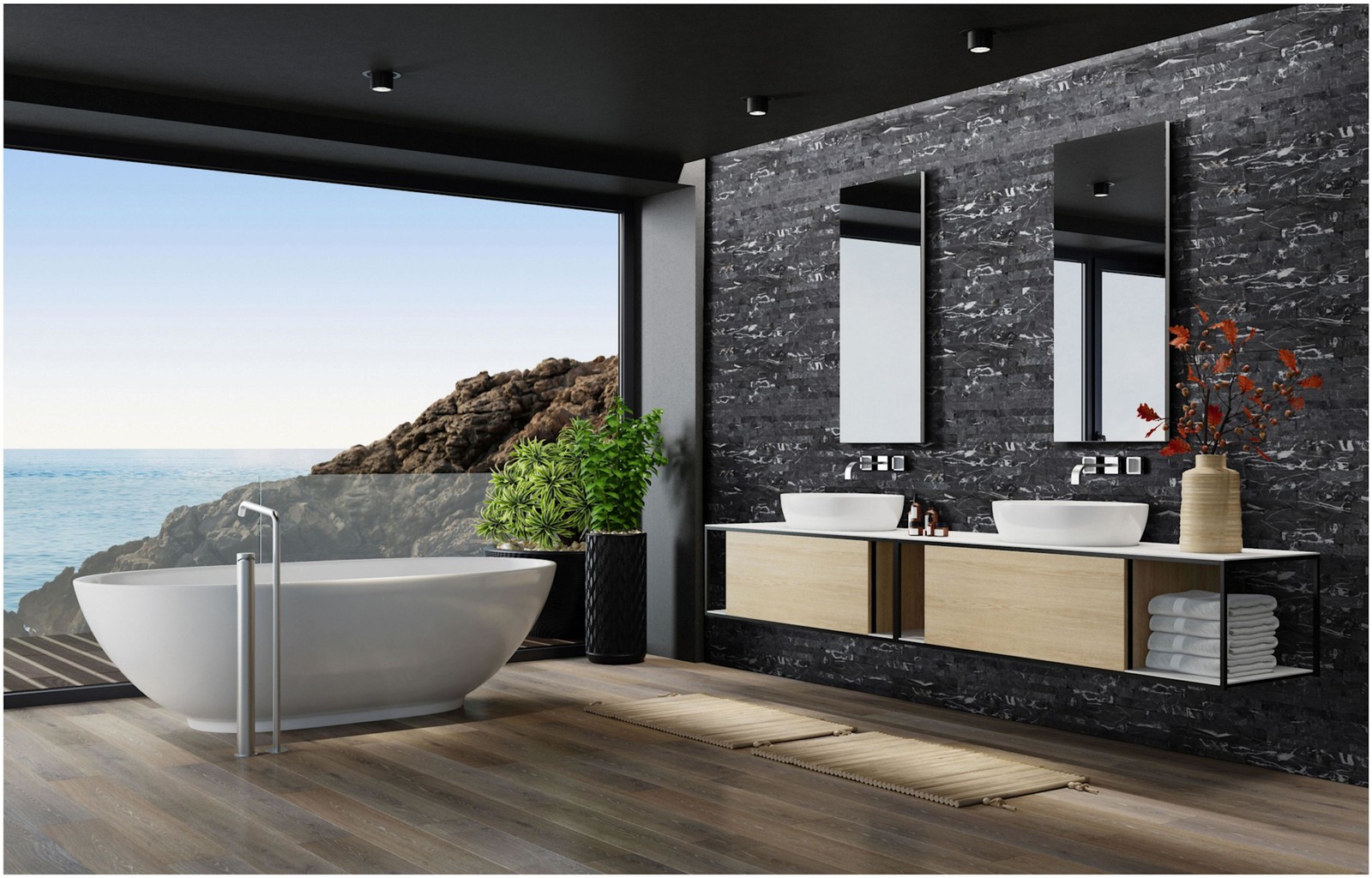 Ackland AKPLPM6X18FCR-CA 6 in. x 18 in. Splitface Marble Stacked – Cavern Oscuro