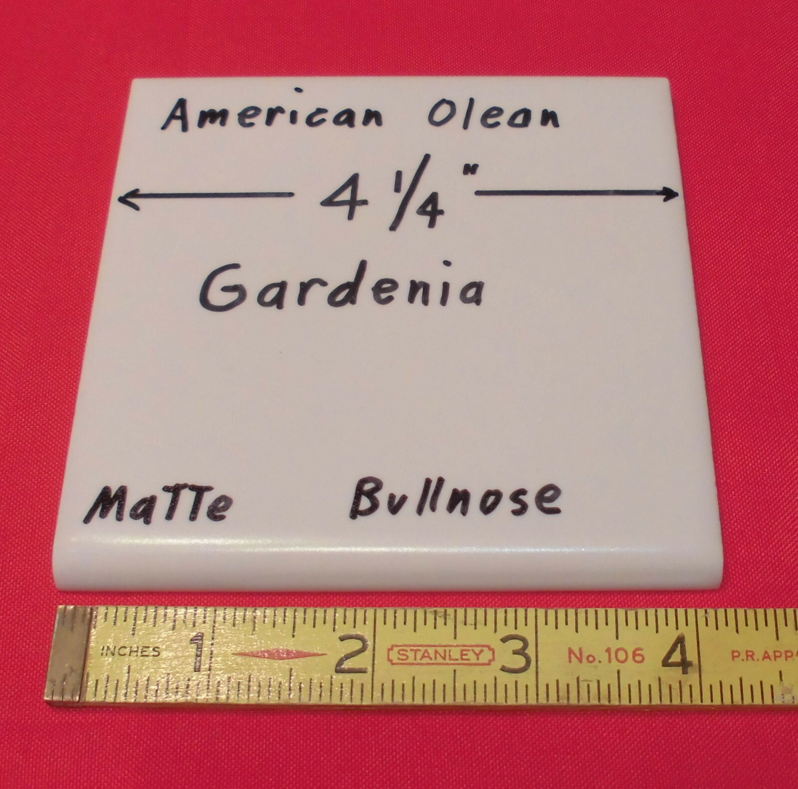 1 pc. Bullnose Ceramic Tile *Off-White – Gardenia* 4-1/4″ by American Olean #97