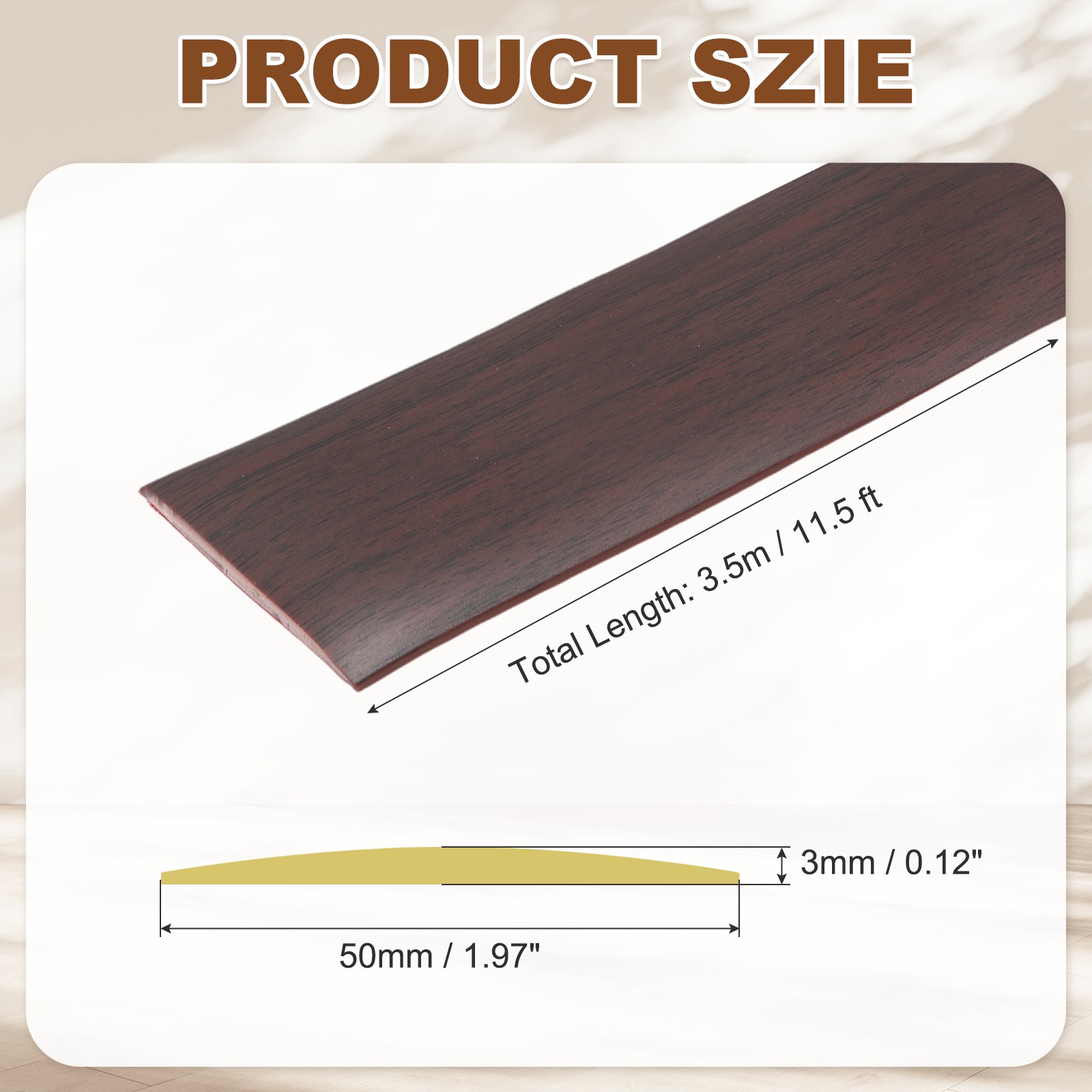 Floor Transition Strip (1.97″/ x 11.5ft) PVC Floor Strips Red Oak