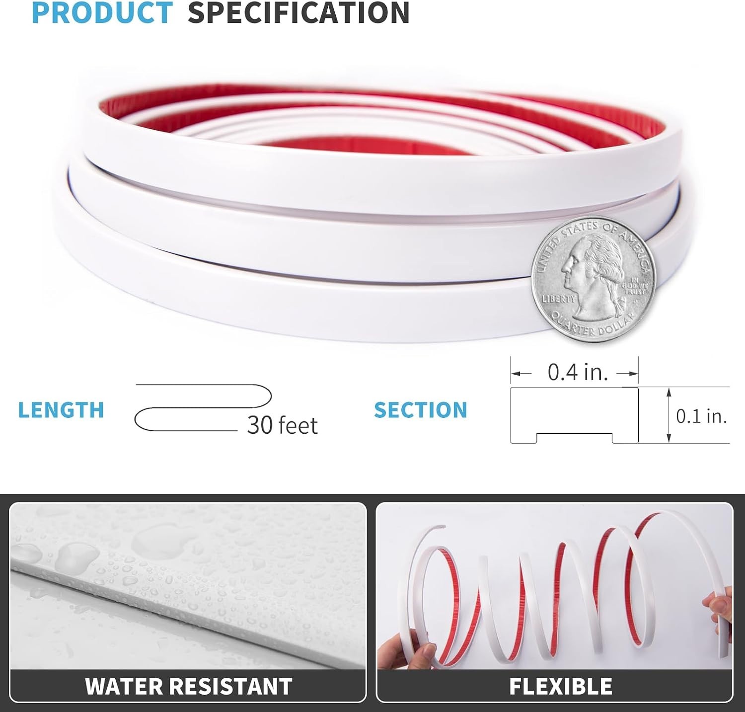 Superior Adhesion 30 Ft Peel and Stick Vinyl Trim for Effortless Installation