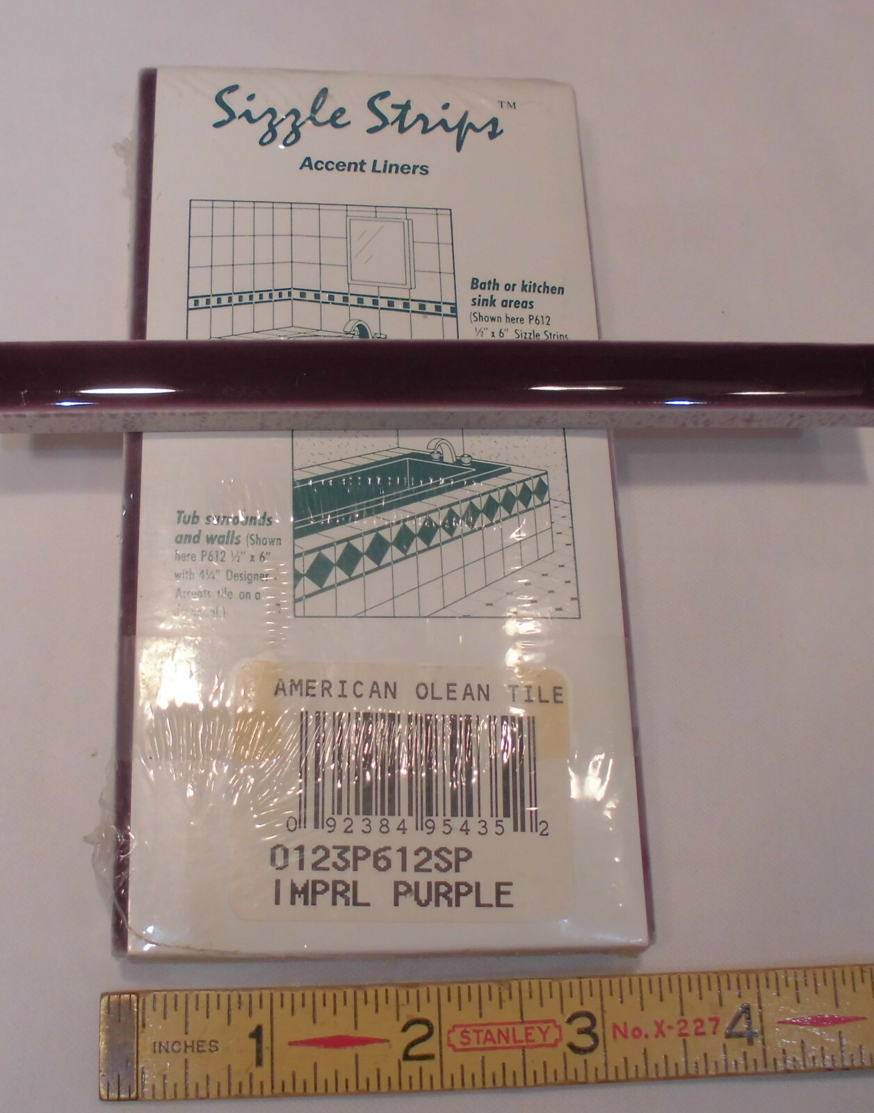 1 pc. *Imperial Purple* Ceramic Tile; Pencil – Liner – Sizzle: 1/2″ X 6″ AO NEW
