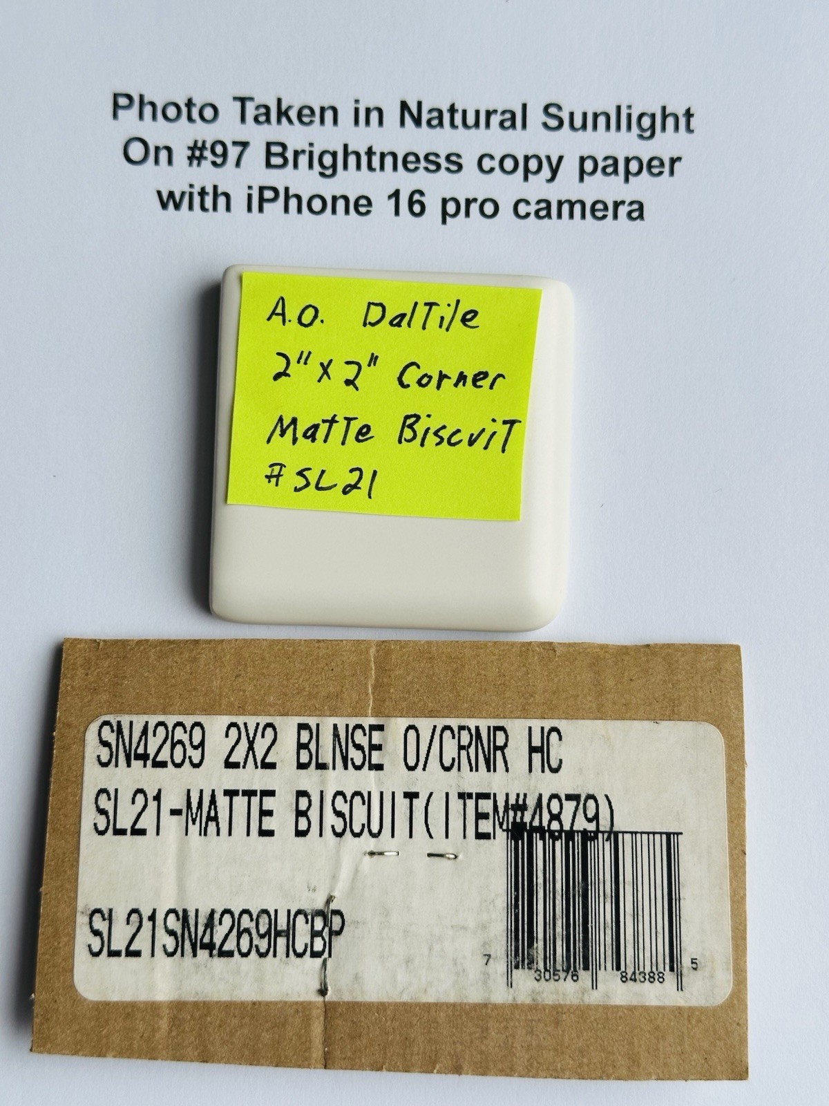 1 pc. Matte Biscuit 2″ X 2″ X 5/16″ Ceramic Surface Bullnose Corner Tiles, NEW