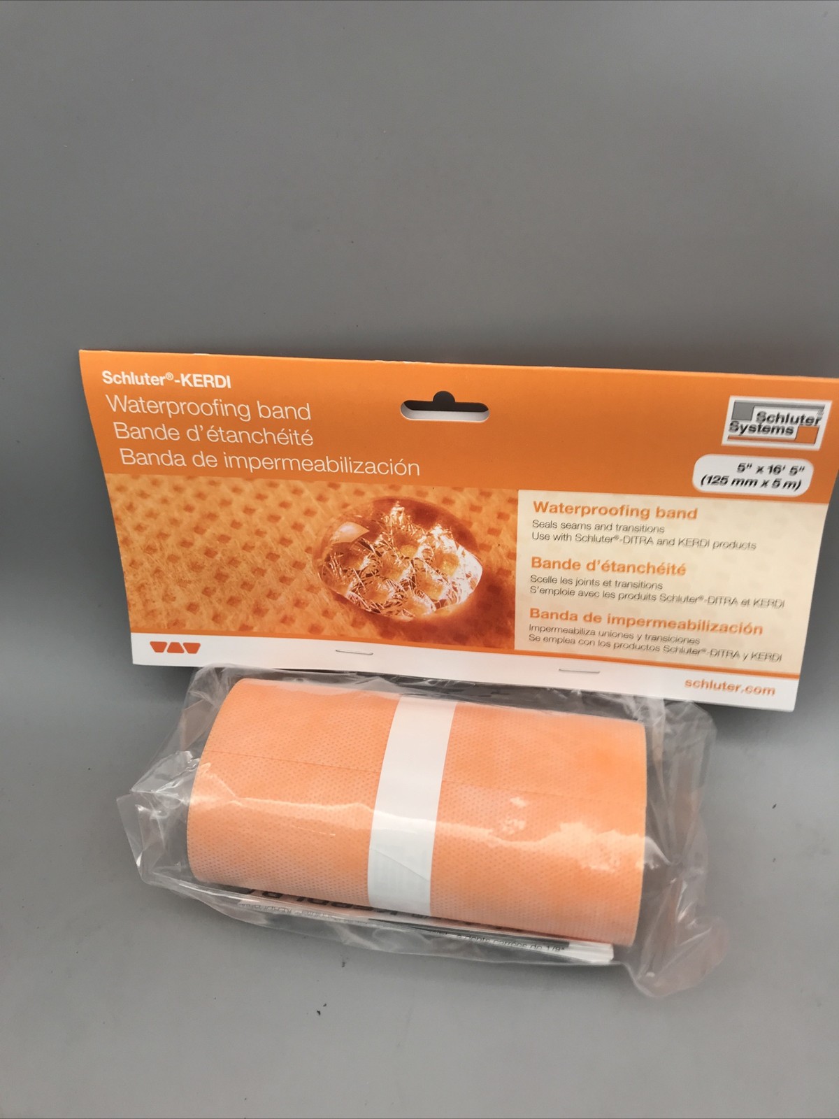 SCHLUTER-KERDI Waterproofing Band 5″ X 16′ 5″ – 125 mm x 5 m New