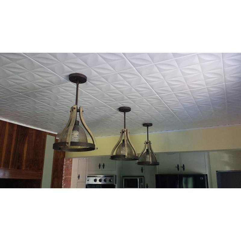 Perceptions 1.6 Ft. X 1.6 Ft. Glue up Foam Ceiling Tile in Plain White (21.6 Sq.