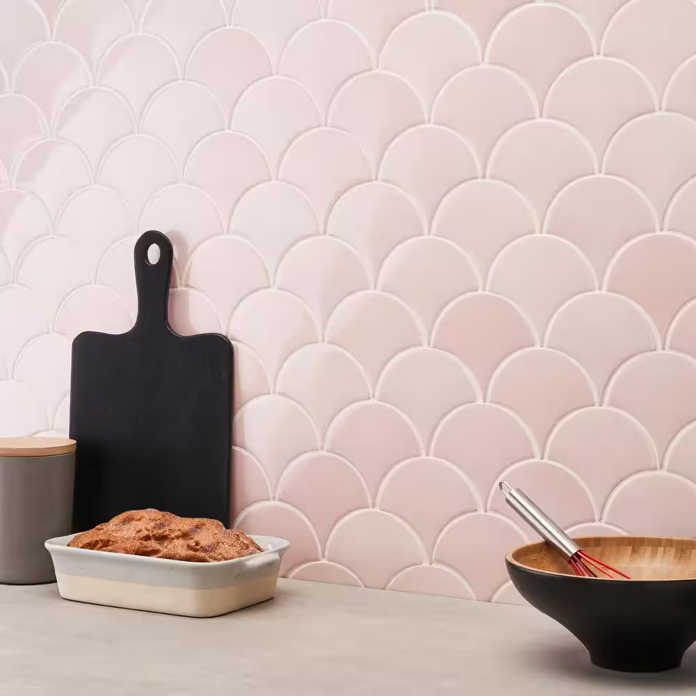 Beta Rose 2.44 In. X 5 In. Scallop Polished Ceramic Wall Tile (4.06 Sq. Ft./Case