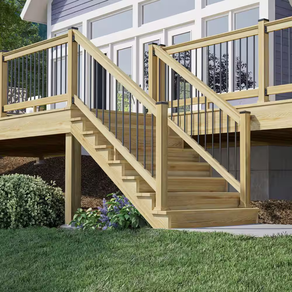 34 In. W X 72 In.H Pressure-Treated Southern Yellow Pine Wood Deck Stair Railing