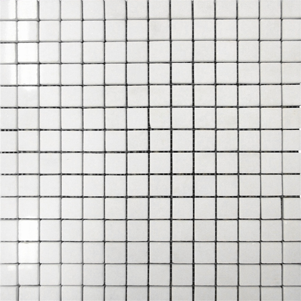 T23P Thassos White Marble Grid Square Mosaic Tile 3/4×3/4 Polished