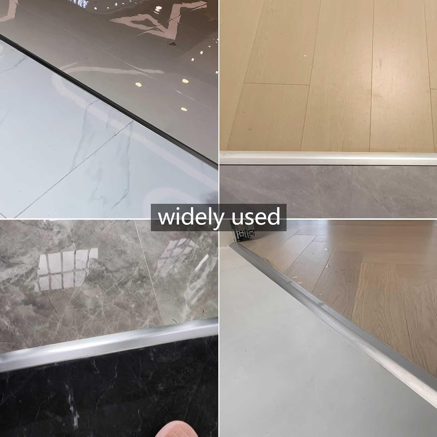 48″ Aluminum Floor Transition Strip – 3 Pack for Doorways & Ramps, Silvery