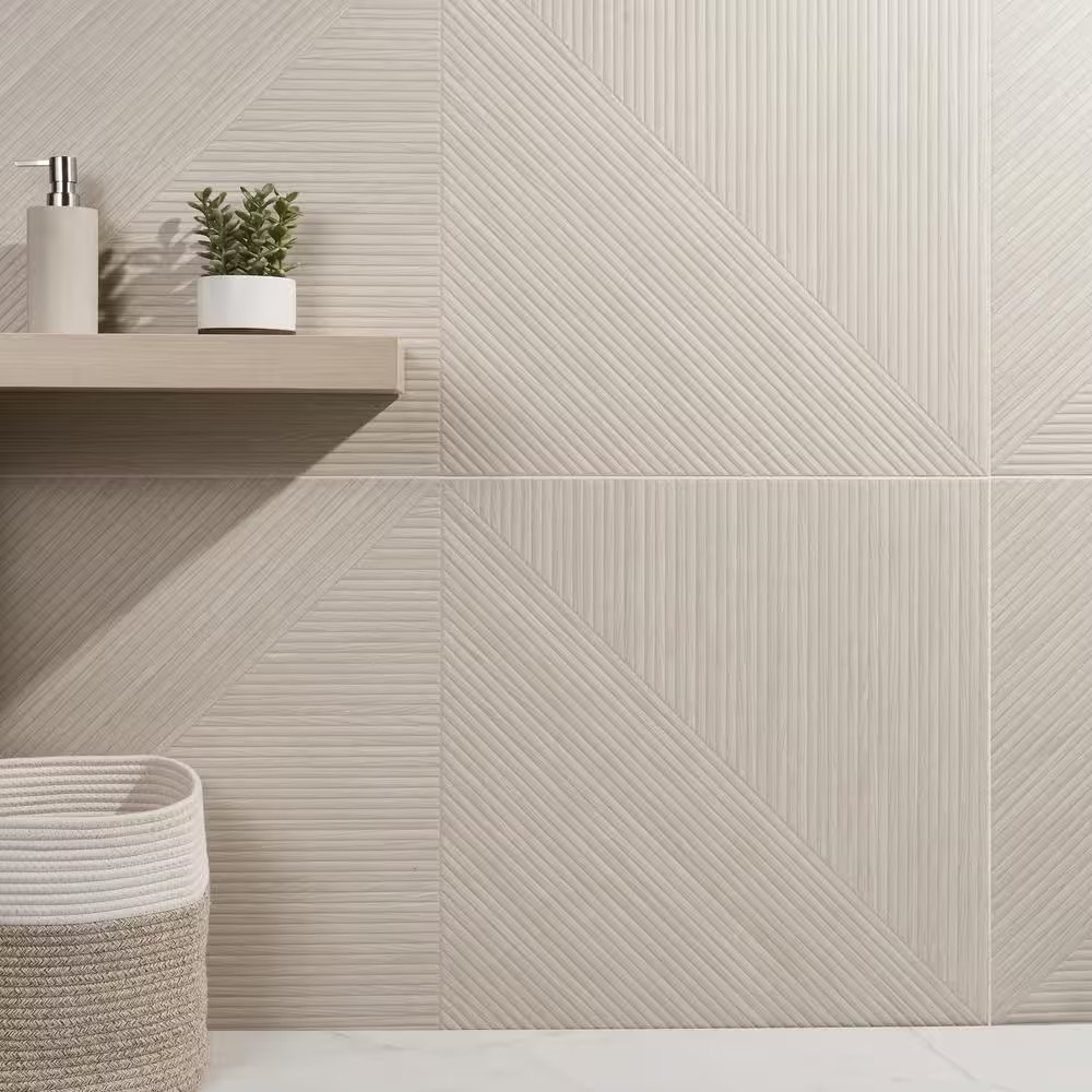 Luxury Ribbed Ash 23.62 In. X 47.24 In. Matte Porcelain Wall Tile (15.49 Sq. Ft.