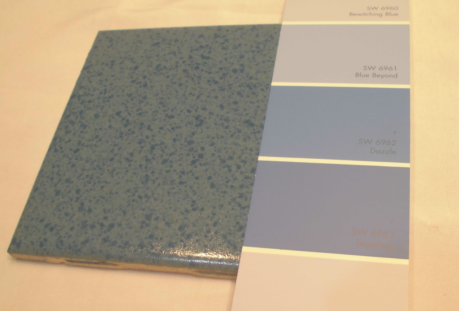 1 pc. *Thunder Blue* Matte Ceramic Tiles 4-3/8″ Crystal Glazed by M.C.T. NOS