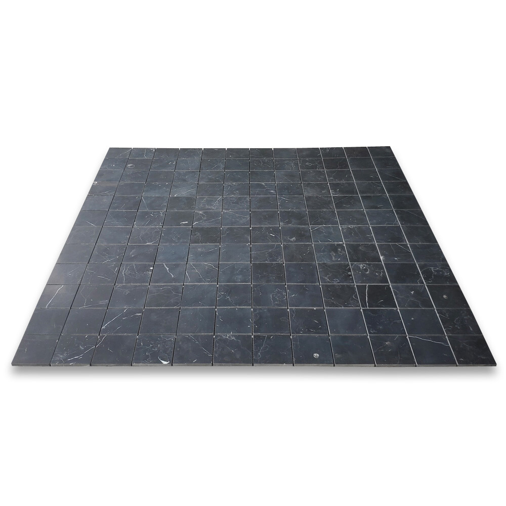 N27XH Nero Marquina Black Marble 3×3 Square Mosaic Tile Honed