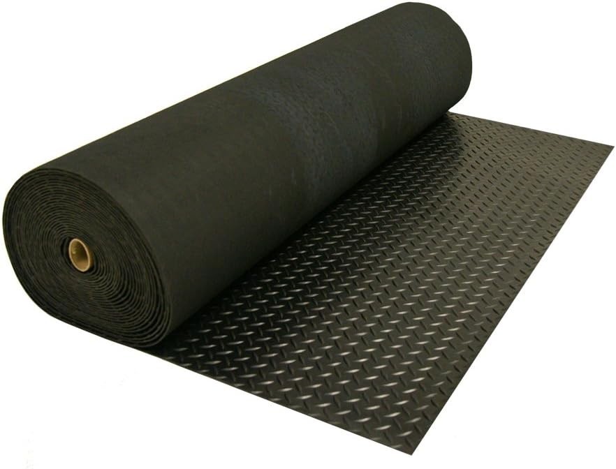 Durable Diamond-Plate Rubber Flooring Roll – 4ft x 1ft – Slip-Resistant Design