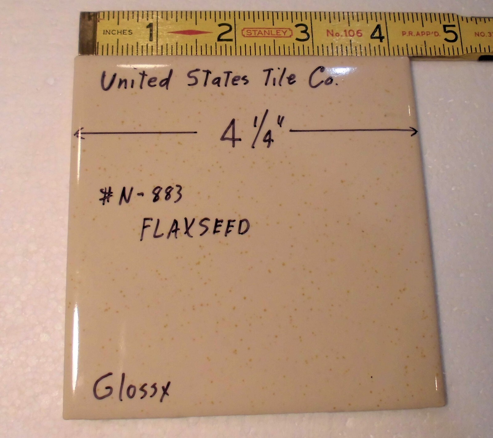 1 pc. Flaxseed: 4-1/4″ Glossy Ceramic Tile,