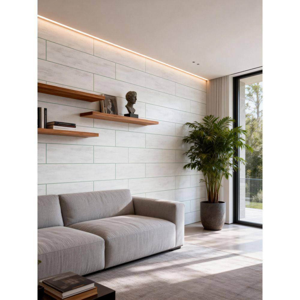 French Country Style White 3 In. X 16 In. Wood Look Glass Subway Wall Tile (20 S