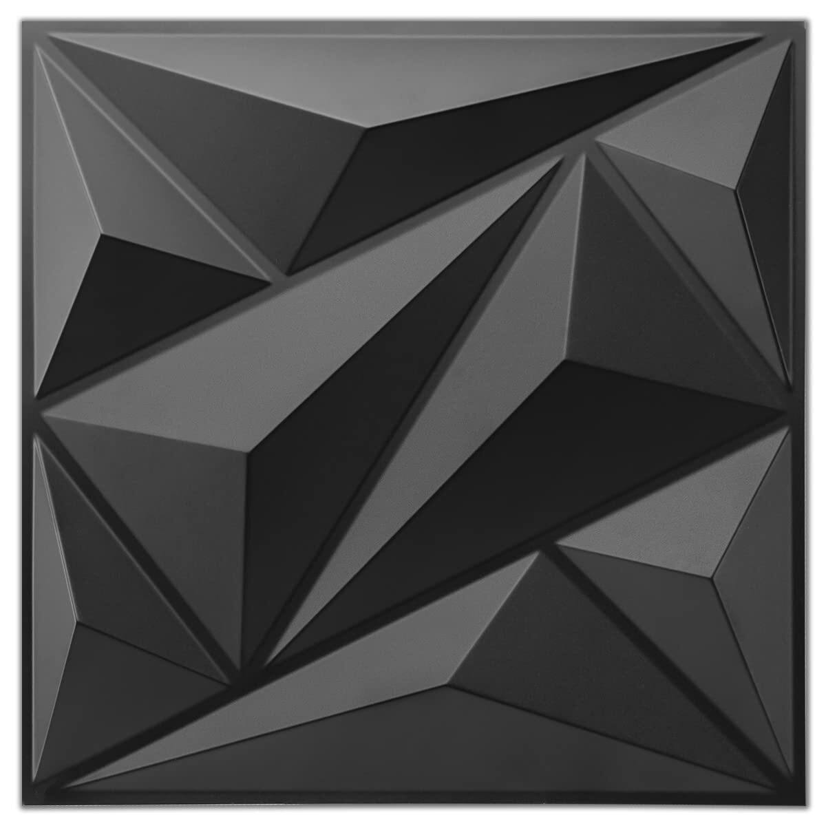 3D Wall Panels Diamond Textured PVC for Interior Decor Black 12″x12″ 33 Pack