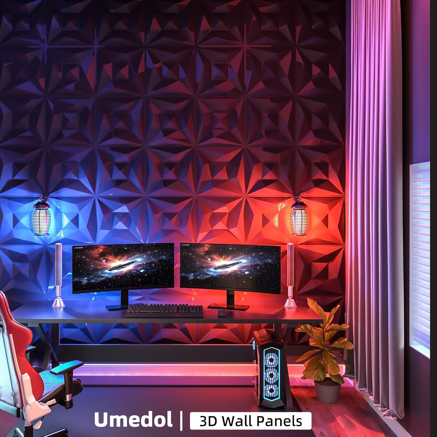 40 PCS 3D Wall Panels for Interior Wall Décor Black 11.8″*11.8″ Covering Panels,