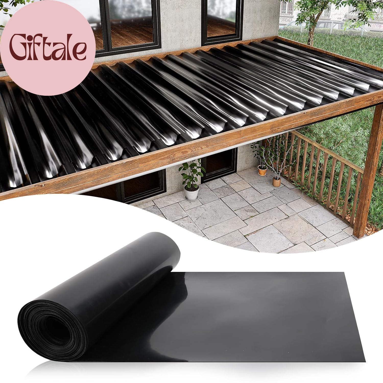 1PCS 50FT Black under Deck Drainage System Trough HDPE Waterproofing Membrane Fi
