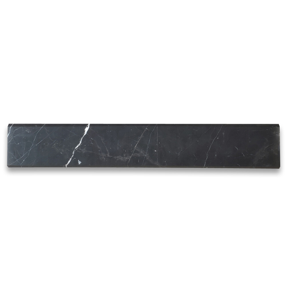 N0AP Nero Marquina Black Marble 6×36 Saddle Threshold Beveled Tile Polished