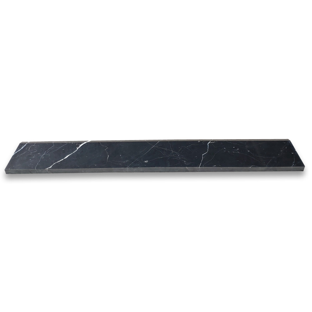 N0BP Nero Marquina Black Marble 6×36 Threshold Saddle Single Beveled Tile