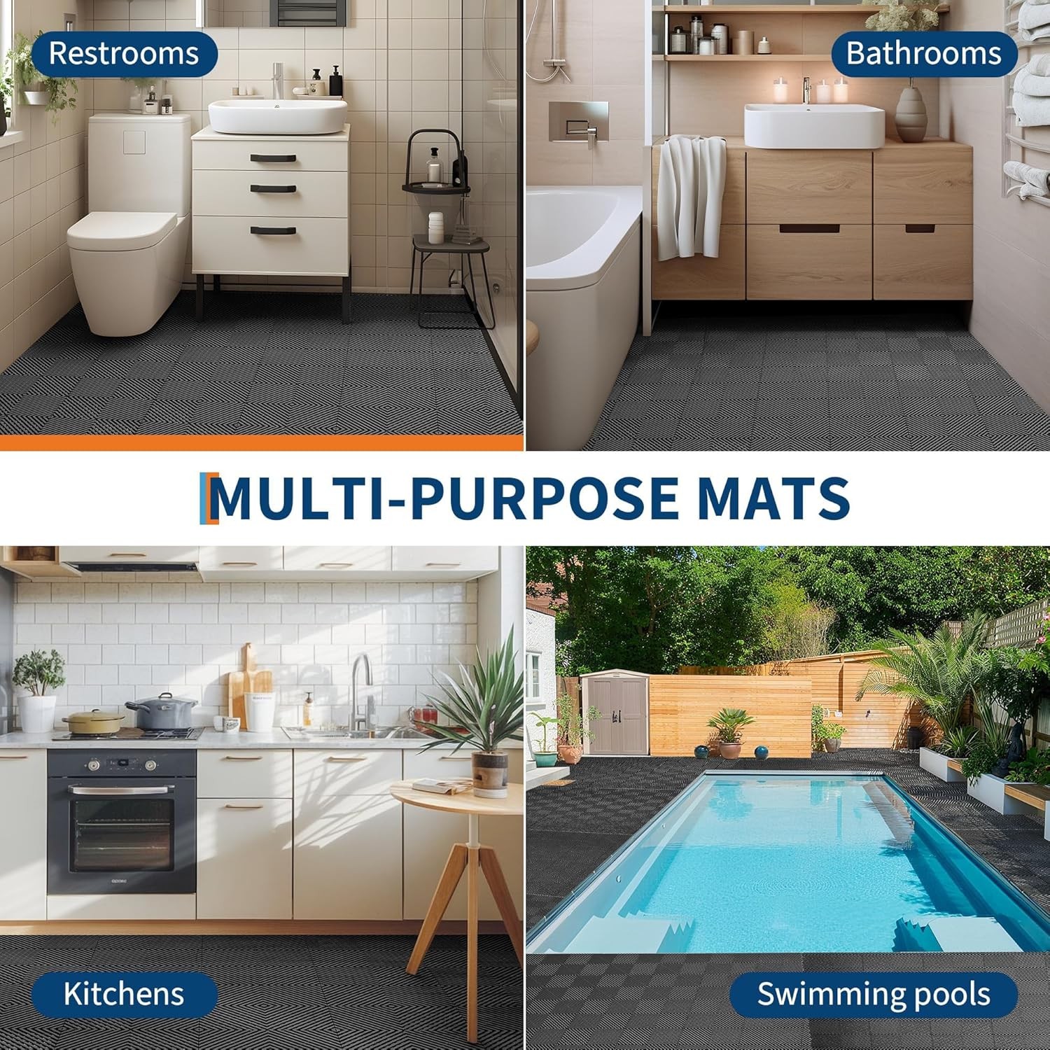 50PCS Interlocking Floor Tiles 12″x12″ Garage Modular Cushion Mat Drainage Tiles